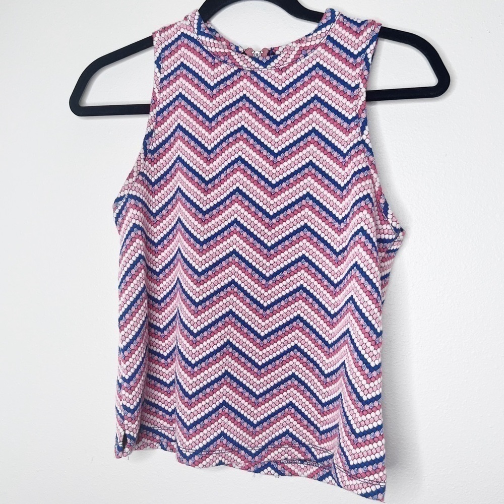 Anthropologie Postmark Jacquard Tank Pink Blue Blouse Size XS Women’s